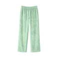 thumbnail image 7 of Ohufall Fleece Pajama Pants for Women Stretchy Wide Leg Sleep Pant Pockets Comfortable Solid Color Home Lounge Pants, 7 of 7