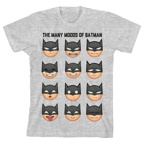 Batman The Many Moods of Batman Boy's Heather Grey T-shirt-Medium