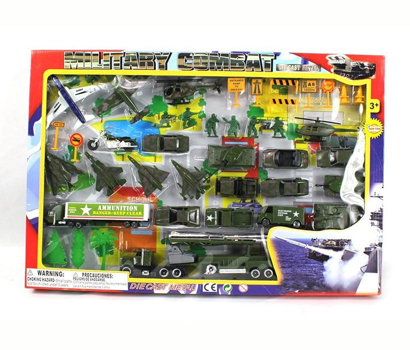 Toy Playset Diecast Military Army Combat With Play Mat, 44 Pcs