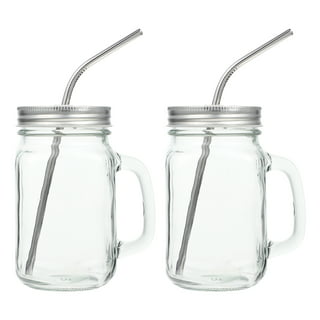 Buy Mason Jar Mugs with Handle, multi COLORED Lids and Plastic Straws. 16  Oz. Each. Old Fashion Drinking Glasses - pack of 4 by Premium Vials Online  at desertcartINDIA