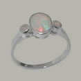 thumbnail image 2 of LBG British Made 14k White Gold Natural Opal Womens Promise Ring - 33 size options - Size 10.75, 2 of 6