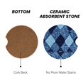 thumbnail image 3 of Round Ceramic Car Coasters 2 Pack Absorptive Clean Cork Bottom For Anti-Slip Use On Most Cars Argyle Plaid Deepskyblue_2, 3 of 8