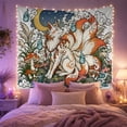 thumbnail image 2 of Kitsune Fox Beside Waves and Crescent Moon, Mystical Japanese Inspired Style for Animal Lovers, Fox Wall Art, Housewarming Gift, Tapestry Wall Hanging for Bedroom and Living Room, 2 of 7