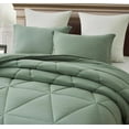 thumbnail image 3 of Chezmoi Collection Rory Sage Green Comforter Set Queen Size 3-Piece Fluffy Soft Lightweight Bedding Triangle Quilted Stone-Washed Microfiber Comforter Set for All Season, 3 of 9