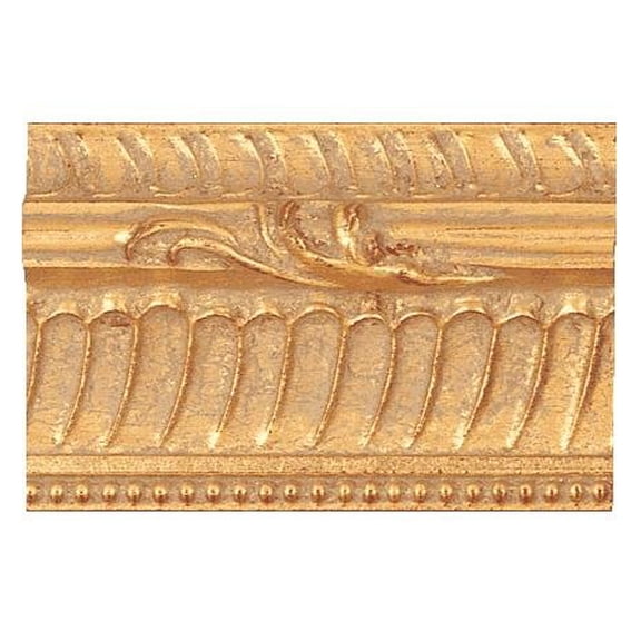 Picture Frame Moulding (Wood) 100Ft Bundle - Ornate Gold Finish - 1.5" Width - 3/8" Rabbet Depth