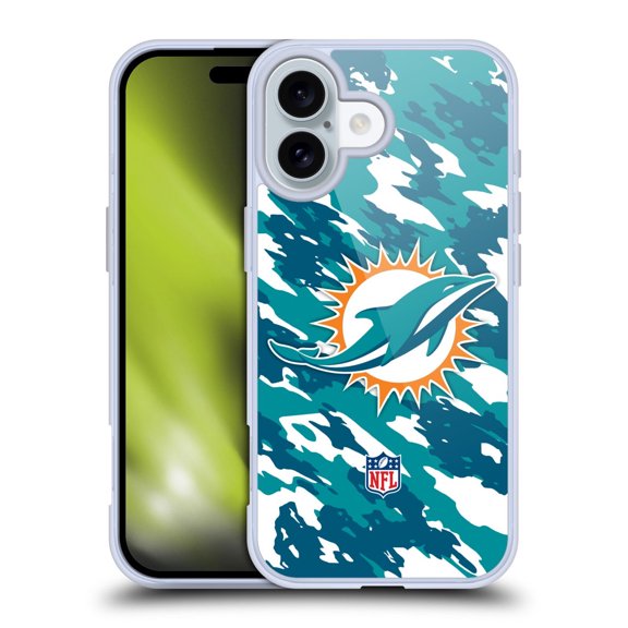 Head Case Designs NFL Miami Dolphins Logo Camou Soft Gel Case for Apple iPhone 16