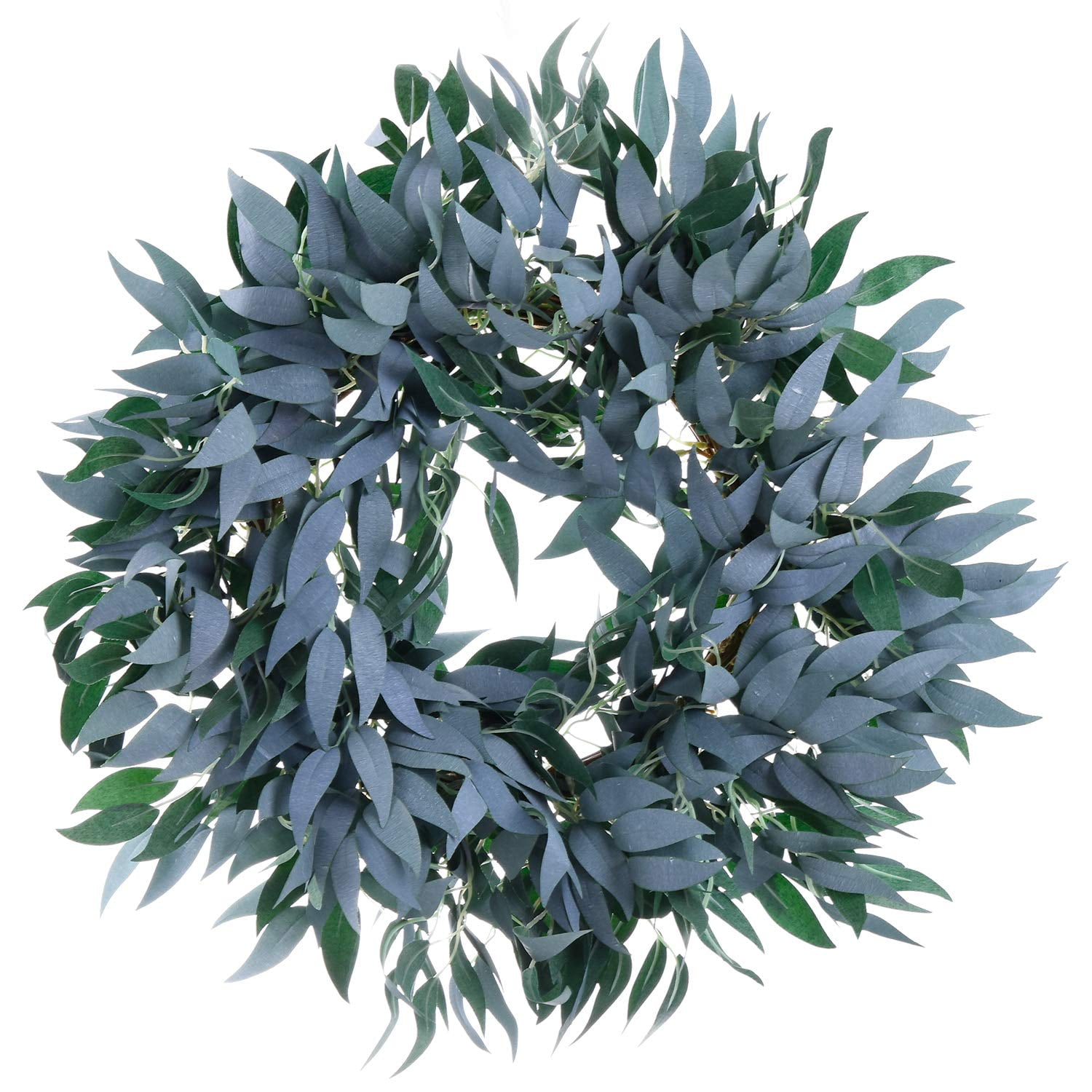 Coolmade 18" Artificial Willow Leaves Wreath,Artificial Greenery