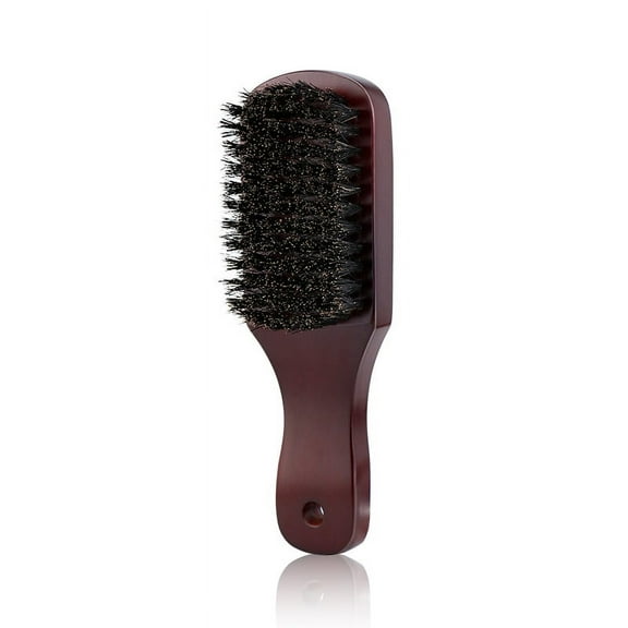 Natural Boar Bristle Hair Brush Paddle Anti-static Scalp Massage Dark Wood Beard