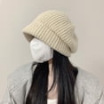 thumbnail image 3 of SikaFu Wool Hat Women In Autumn And Winter Big Head Circumference Loose Knitted Pile Hats Suo Yan Showed Face Cold Hat, 3 of 6