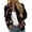 Black1, variant on Luwomo Jackets for Womens Zip Up Jacket Floral Print Long Sleeve Stand Collar Zipper Loose Fit Outwear Tops Black,L