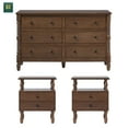thumbnail image 3 of Walker Edison Vivienne Easy Assembly 3-Piece Solid Wood Bedroom Set with Two 2-Drawer Nightstands and 6-Drawer Dresser - Dark Brown, 3 of 11