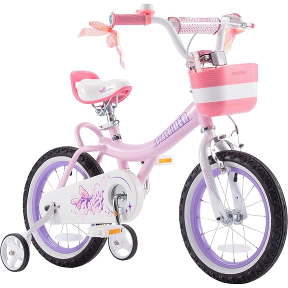 Royalbaby Jenny Girl's Kid's 14 In. Children's Beginner with Bicycle Training Wheels Basket , EL Pink