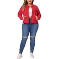 thumbnail image 4 of Chaquetas de mezclilla de mujer de tallas grandes Agnes Orinda, de manga larga, con bolsillos, 4X, rojas, 4 of 8