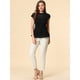 thumbnail image 2 of INSPIRE CHIC Blusa De Encaje Rojo Con Mangas Casquillo Y Cuello Simulado De Crochet Floral Para Mujer Negro S, 2 of 6