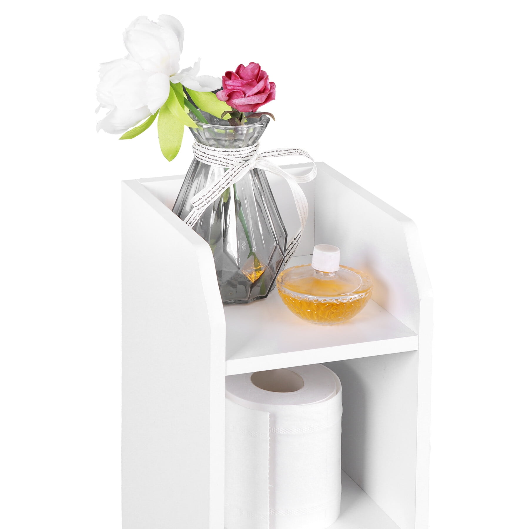 ZENY Bathroom Cabinet, Small Corner Cabinet with Door and Adjustable Shelf, Narrow Storage Cabinet, Floor Cabinet for Small Spaces, White