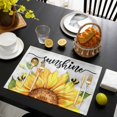 thumbnail image 3 of Sunflowers Bees Placemats Set of 6, Grey Check Sunshine Watercolor Floral Placemats for Dining Table, Place Mats for Kitchen Tabletop, Waterproof Wipeable Dining Table Mats Set, 3 of 9