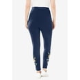 thumbnail image 4 of Woman Within Plus Size Petite Stretch-Cotton Knit Pull-On Embroidered Leggings, 4 of 6