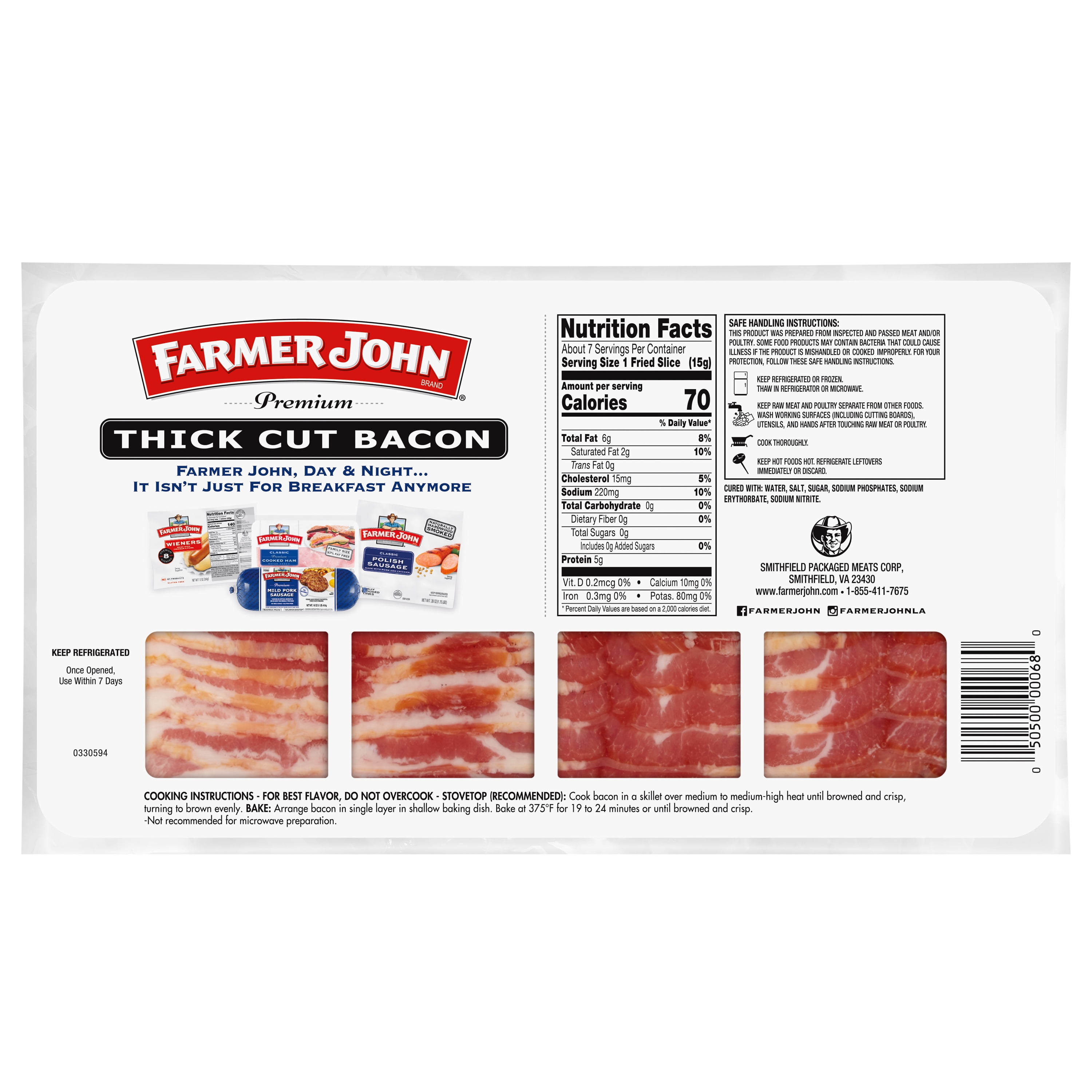 Farmer John, Premium Thick Cut Bacon, 12 oz