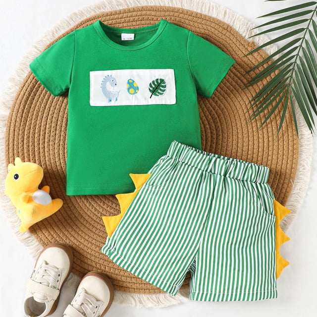 Ensemble T-Shirt à Manches Courtes Imprimé pour Garçon et Short, Col Rond, Été, Vêtements pour Bébé Garçon, Vêtements Mignons pour Bébé Garçon, 3-4 Ans, Mode Garçons