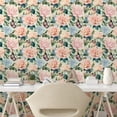 thumbnail image 2 of Ambesonne English Garden Peel & Stick Wallpaper for Home, Soft Rose Blossoms, 13"x100", Peach and Pastel Green, 2 of 5