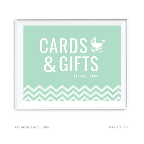 Cards & Gifts Mint Green Chevron Print Baby Shower Party Signs