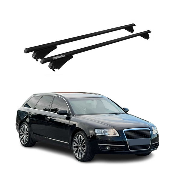 OMAC Roof Rack Cross Bars for 2005-2011 Audi A6 Avant Top Black Aluminium 2Pcs