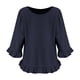 thumbnail image 2 of TaTaai Women's Casual Washed Wrinkle Solid Color Crew Neck 3/4 Sleeve Tops Soft Comfortable Fashion Pullover Blouses Versatile for Daily Home Office Gift, 2 of 5