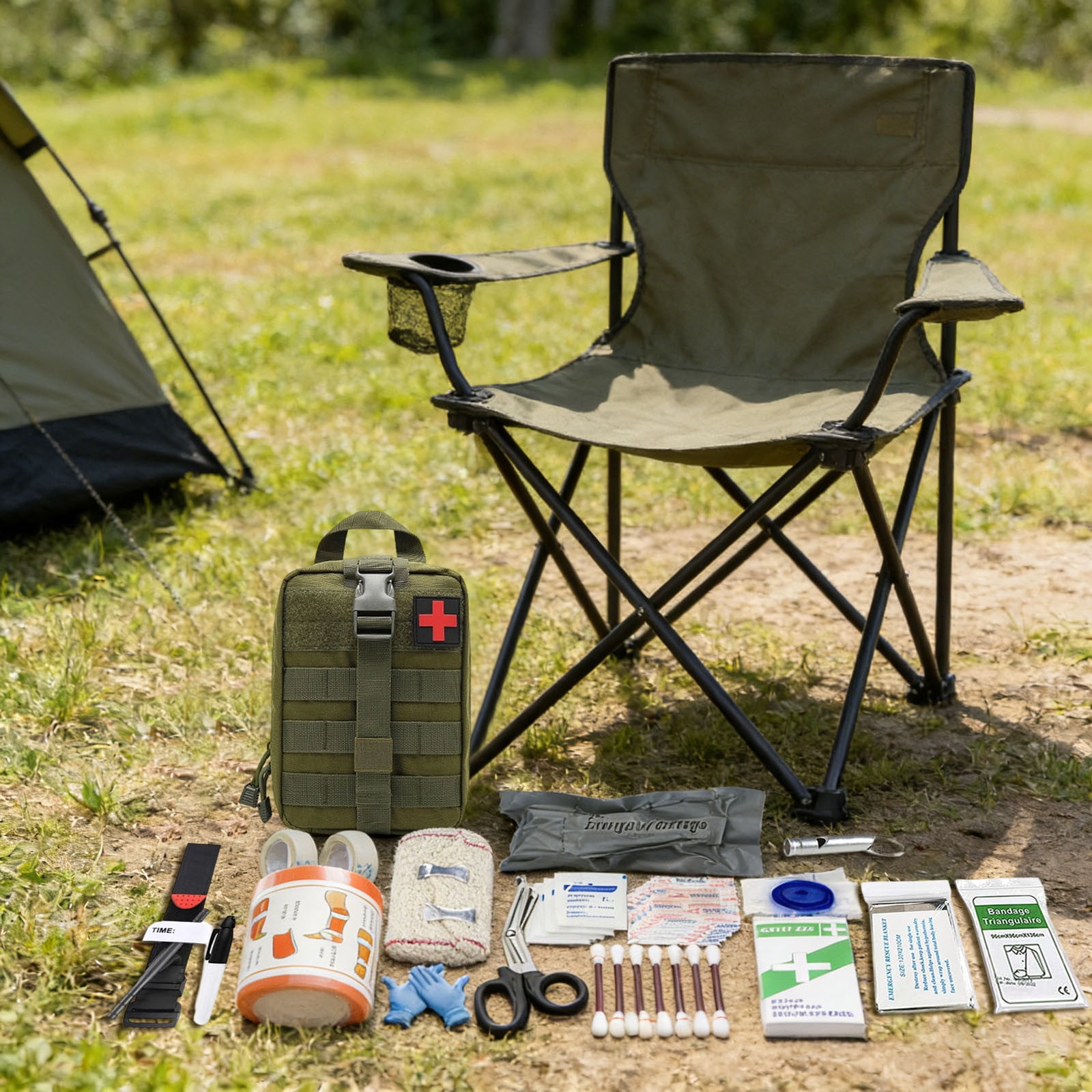 Tactical First Aid Kit With 17 Emergency Supplies Molle EMT Medical Pouch For Outdoor Camping Hiking Adventure Emergency Preparedness