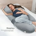 thumbnail image 3 of Pregnancy Pillow, Caveen Full Body Maternity Pillow for Side Sleeping, with Adjustable Wedge Pillow and Velvet Cover, Washable, Grey, 3 of 11