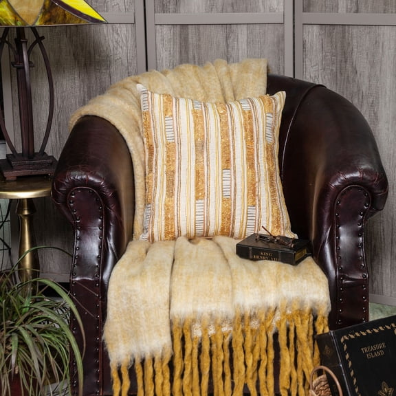 Nassau Collection Handcrafted Striped Woven Throw Pillow - 18" - Beige