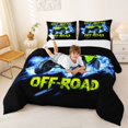 thumbnail image 3 of Castle Fairy Neon Off-Road Truck Full Size Comforter Sets 3 Pieces for Kids, Lightning Water Design Bedding Sets for Bedroom, Green Blue,Black Reversible, 3 of 6