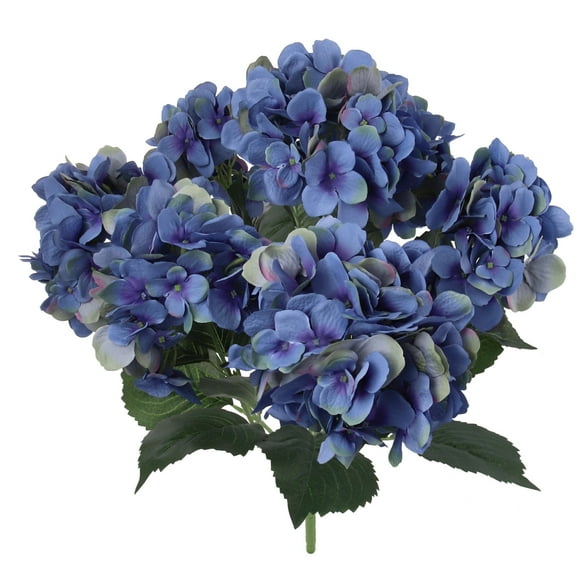 20-Inch Hydrangea Bush with 7 Heads Dark Blue – Artificial Silk Flower Bouquet for Home, Wedding & Event Décor