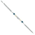 thumbnail image 3 of Gem Stone King 925 Silver and 10K Yellow Gold Moissanite and London Blue Topaz and White Lab Grown Diamond Bracelet for Women (2.51 Cttw, Cushion 6MM, 7 inches, Made in Italy), 3 of 4