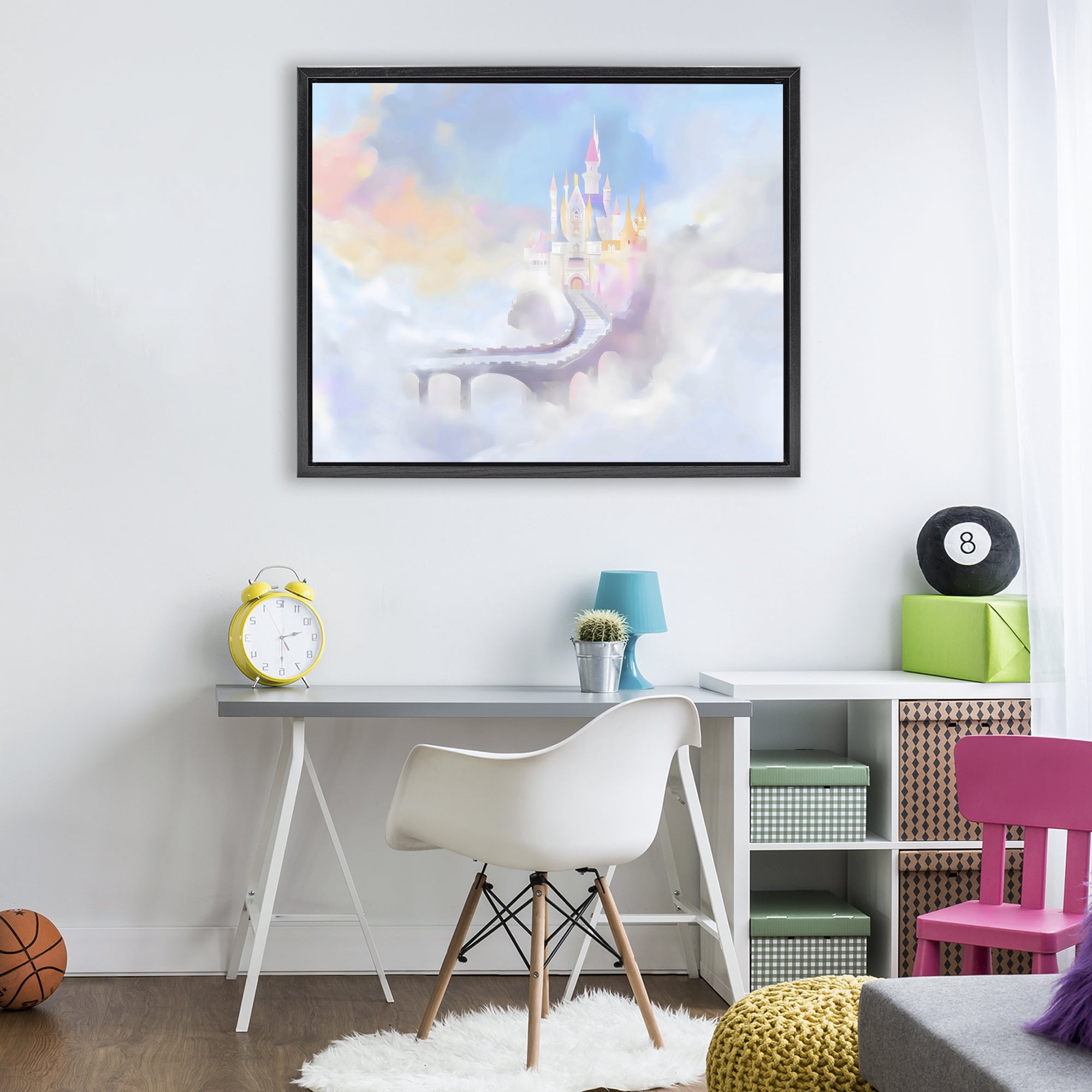 Stupell Industries Enchanted Bridge To Castle Black Framed Floater Canvas Wall Art, design by Arlington Prints