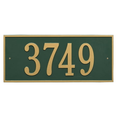Personalized Hartford Rectangular Estate Wall 1-Line Address Plaque in Green & Gold