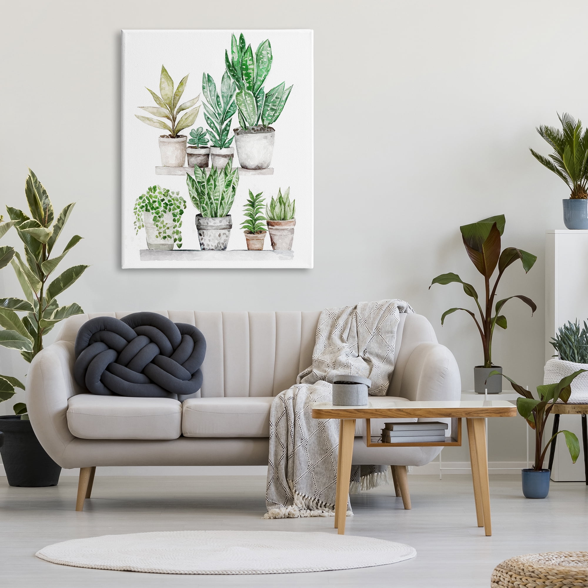 Stupell Industries Mixed Greenery Potted Ivy Plants Botanical & Floral Painting Gallery Wrapped Canvas Print Wall Art