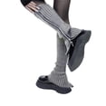 thumbnail image 2 of Ptetnvg Women Knitted Leg Warmers Cozy Thick Knitted Solid Color Anti-slip Leg Warmers with Zipper Closure 1 Pair Japanese Style Stockings, 2 of 7