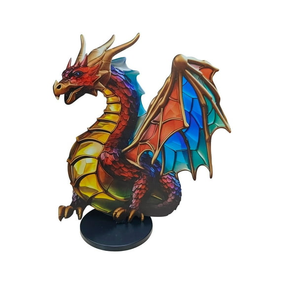 Exquisite Metal Dragon Sculpture,Dragon Desktop Figurine Ornament,Stained Animals Desktop Ornament,Retro Colored Imitation Glass Art Tabletop Decor for Office Desk,Living Room Shelf