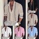 thumbnail image 4 of Men Casual Collared Dress Long Sleeve Button Down Muscle Slim Blouse Shirts Tops, 4 of 8