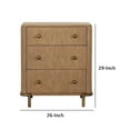 thumbnail image 4 of Hiz 29 Inch 3 Drawer Nightstand with Dual USB Ports Brass Legs Brown, 4 of 7