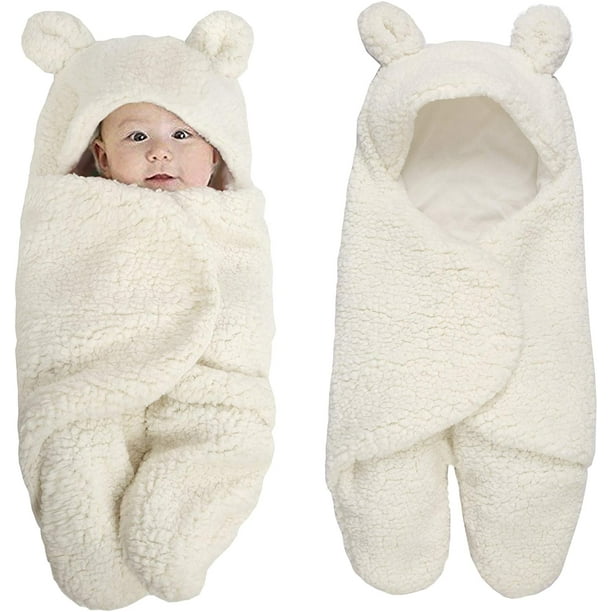 Sac de couchage chaud en polaire pour bébé avec pieds Couverture pour  nouveau-né avec oreilles à capuche Swaddle k Wraps Poussette Berceau Sac de  couchage k Photographie Prop pour 0-6 mois 