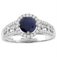 thumbnail image 1 of 14K White Gold Diamond Natural Quality Blue Sapphire Engagement Ring Round 7 mm, size 8, 1 of 2