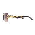 thumbnail image 3 of Leopard OG Gangster Rapper Rimless Wood Buffs Sunglasses Yellow Gold - Gradient Brown, 3 of 4