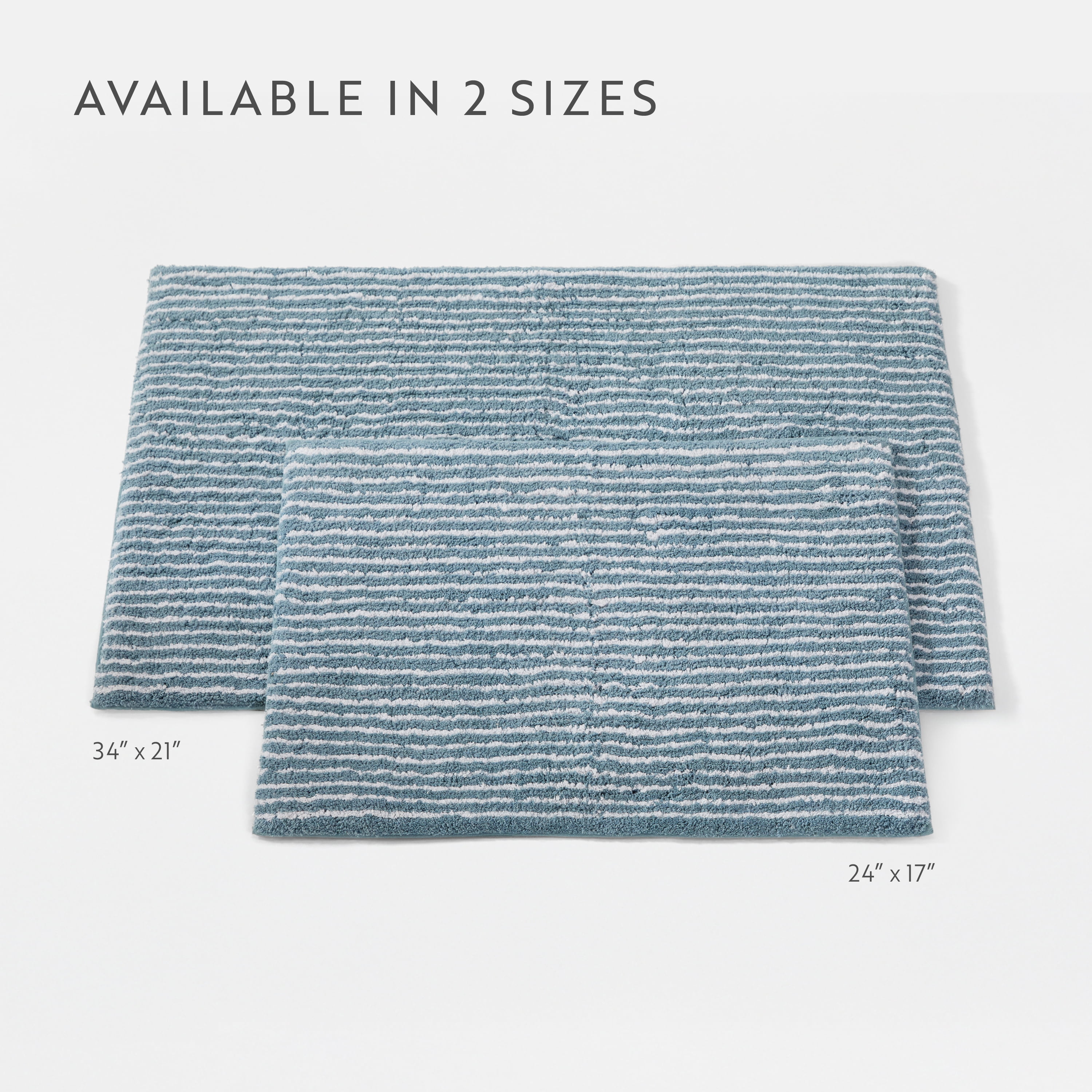 100% Cotton Pinstripe Patterned Bath Mat by Comfort Canopy, Light Blue, 34" x 21"