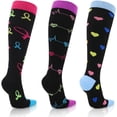 thumbnail image 1 of 3 Paires de Bas de Compression Femmes Hommes 15-20 mmHg Chaussettes de Compression Médicales pour Vol, Course (style 3 P/M), 1 of 4