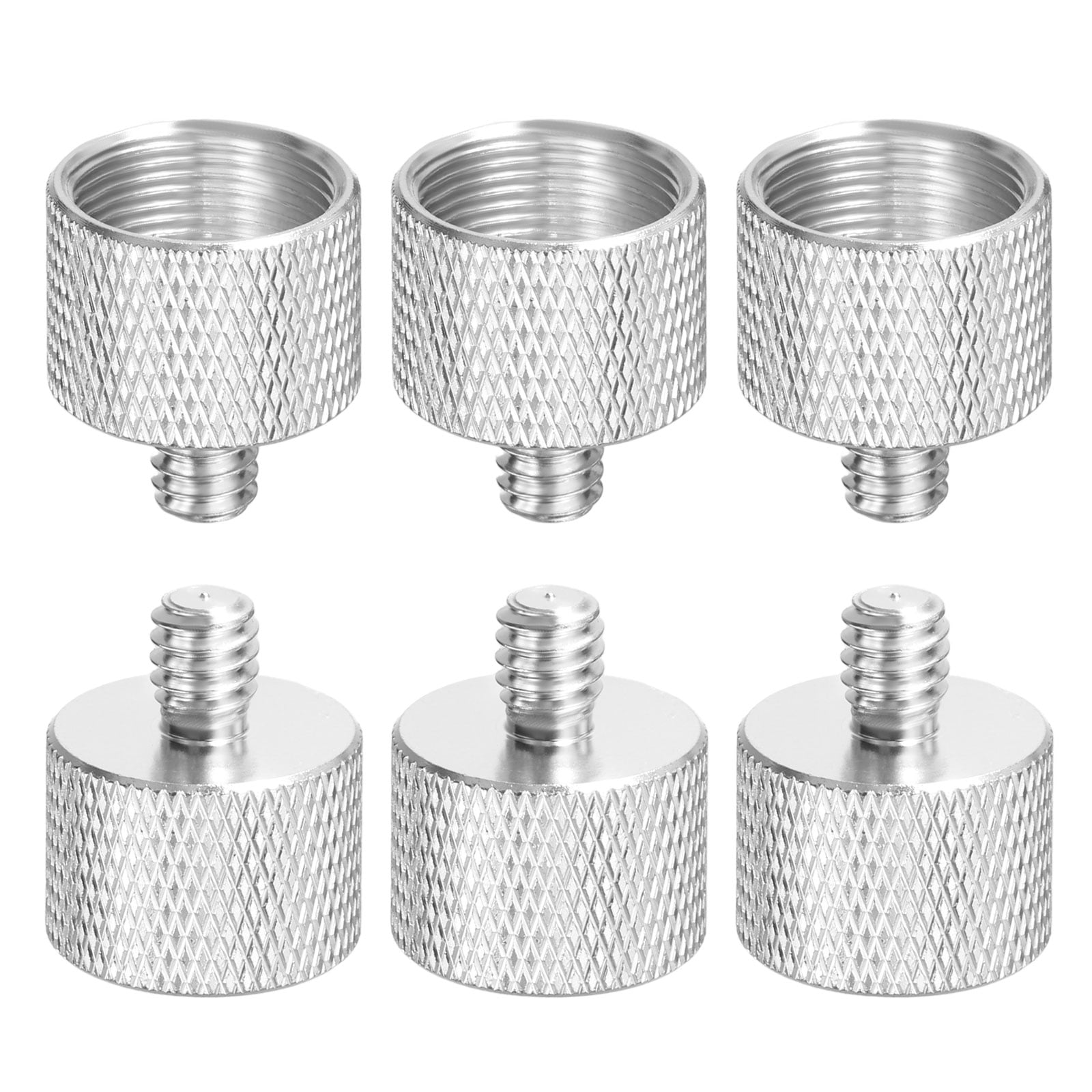Uxcell 6 Pcs 1/4"-20 Male to 5/8"-27 Female Convert Screw Adapters - Aluminum Alloy Tripod Thread Adapter Mount, Stable Tripod for Camera Monopod/Video DSLR/SLR, Silver