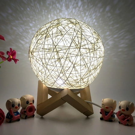 

MRULIC LED light 3D LED Rattan Moon Night Light Moonlight USB Charging Table Desk Moon Lamp + A