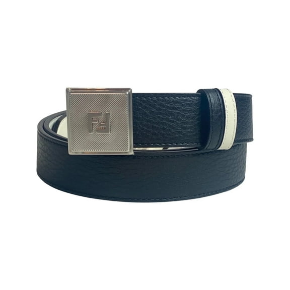 Fendi Men’s Black & White Reversible Grained Leather Belt Size 105 – Designer Luxury Waist Accessory for Men7C0460