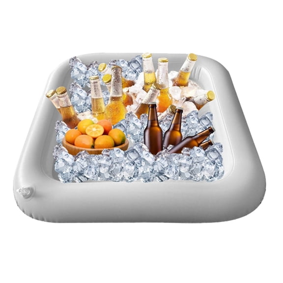 Inflatable Ice Bar Drink Tray with Fruit Cup Holder and Table Tennis Top for Pool Party