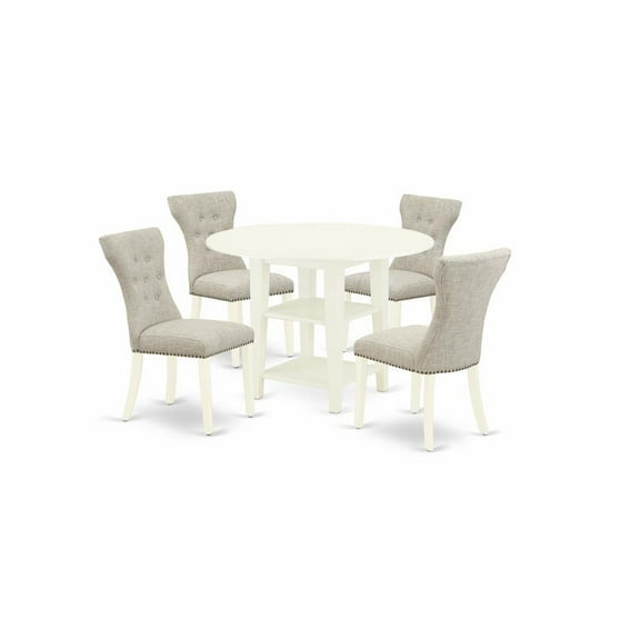 East West Furniture Dining Room Set Linen White, SUGA5-LWH-35